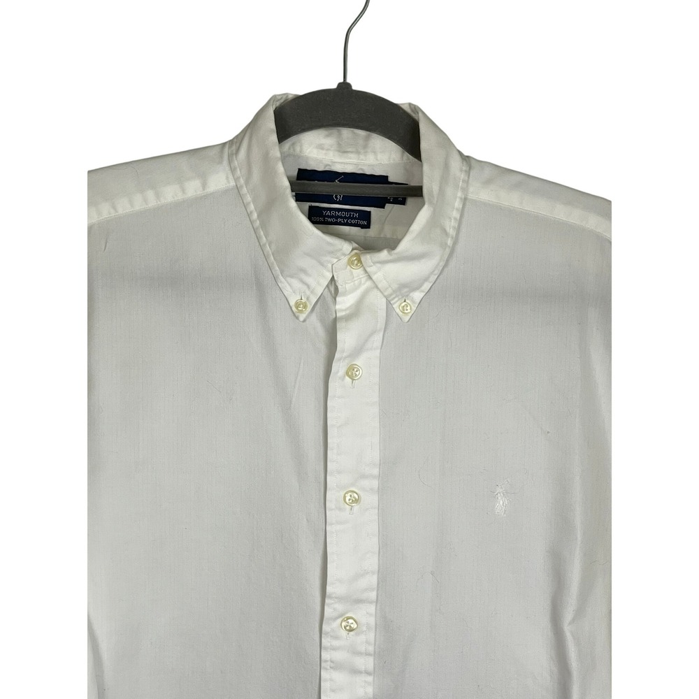 Vintage Ralph Lauren Yarmouth Mens 16 32/33 White Herringbone Button Down Shirt - Picture 7 of 16